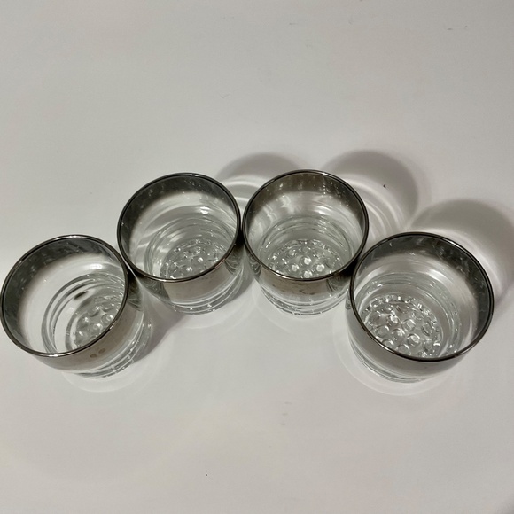 VTG MCM Queen's Mercury Fade Lusterware Ribbed Set of 4 Lowball Glasses - Picture 6 of 6